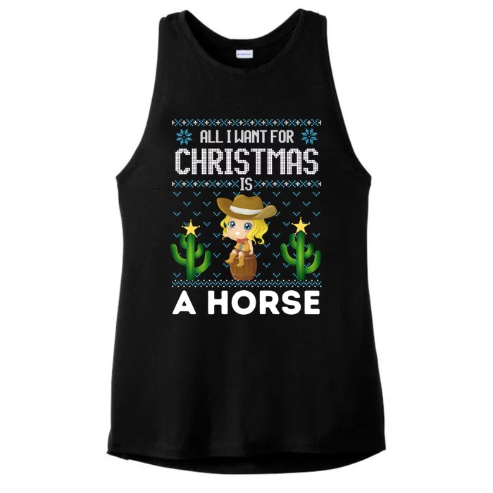 All I Want For Christmas Is A Horse Cow Xmas Sweater Fun Great Gift Ladies Tri-Blend Wicking Tank