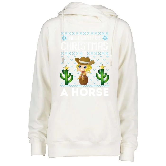 All I Want For Christmas Is A Horse Cow Xmas Sweater Fun Great Gift Womens Funnel Neck Pullover Hood