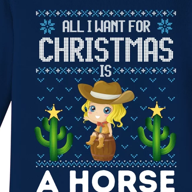 All I Want For Christmas Is A Horse Cow Xmas Sweater Fun Great Gift Baby Long Sleeve Bodysuit