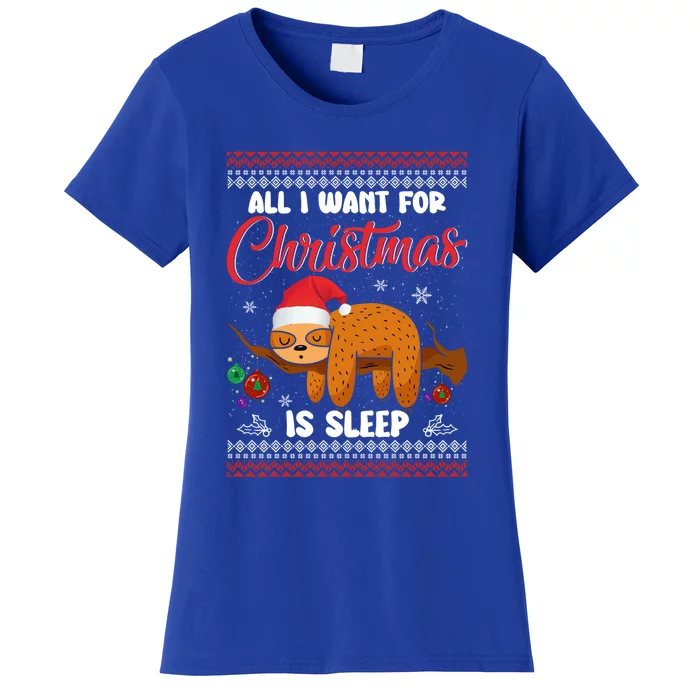 All I Want For Xmas Is Sleep Funny Sloth Gift Women's T-Shirt