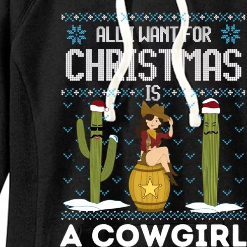 All I Want For Christmas Is A Horse Cow Xmas Sweater Fun Gift Women's Fleece Hoodie