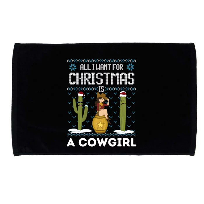 All I Want For Christmas Is A Horse Cow Xmas Sweater Fun Gift Microfiber Hand Towel