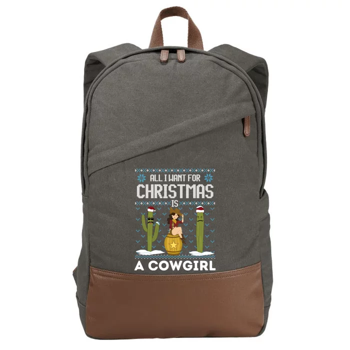 All I Want For Christmas Is A Horse Cow Xmas Sweater Fun Gift Cotton Canvas Backpack