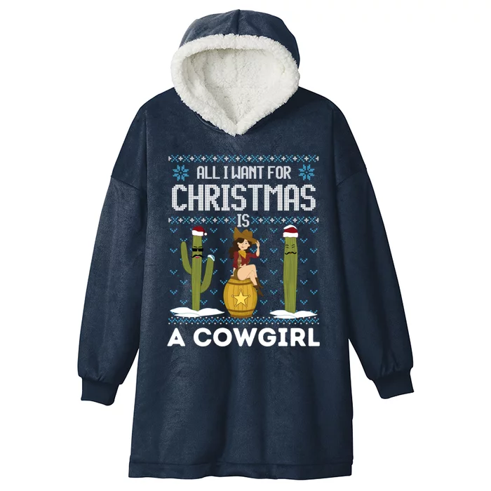 All I Want For Christmas Is A Horse Cow Xmas Sweater Fun Gift Hooded Wearable Blanket