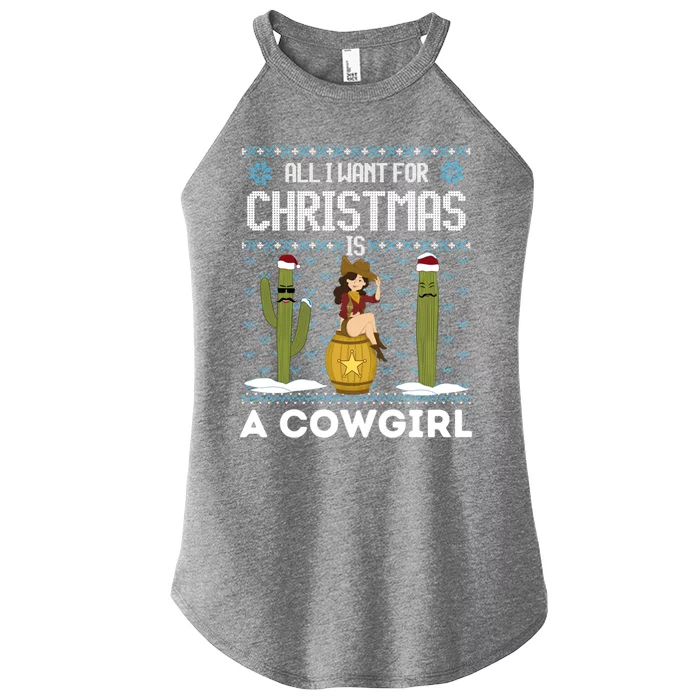 All I Want For Christmas Is A Horse Cow Xmas Sweater Fun Gift Women’s Perfect Tri Rocker Tank