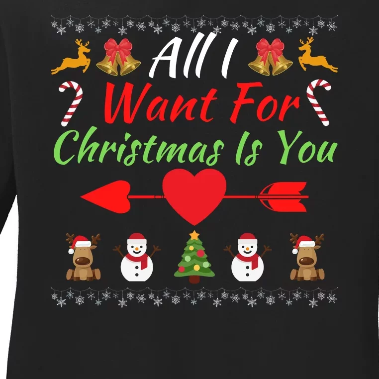 All I Want For Christmas Is You Matching Couples Christmas Couples Matching Ladies Long Sleeve Shirt