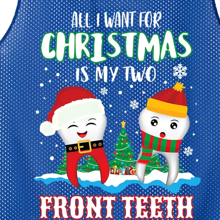 All I Want For Christmas Is My Two Front Teeth Xmas Gift Mesh Reversible Basketball Jersey Tank