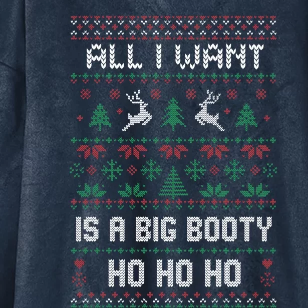 All I Want Is A Big Booty Ho For Christmas Gift Ugly Gift Hooded Wearable Blanket