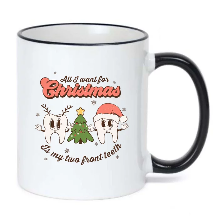 All I Want For Christmas Is My Two Front Teeth Xmas Tree Funny Gift Black Color Changing Mug