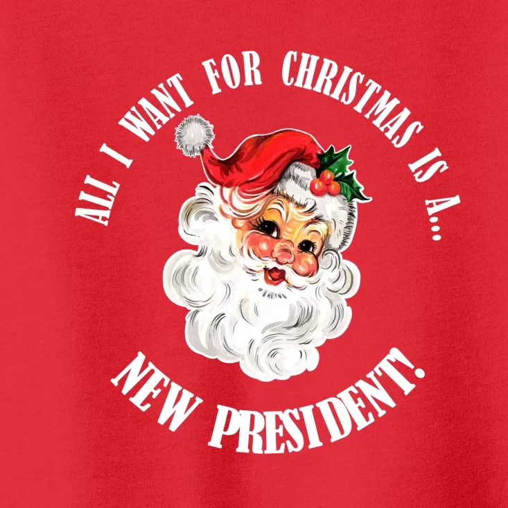 All I Want For Christmas Is A New President Funny Word Play Toddler T-Shirt