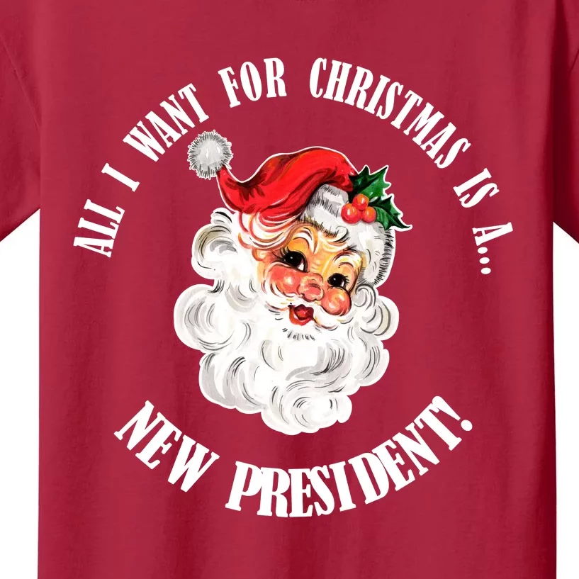 All I Want For Christmas Is A New President Funny Word Play Kids T-Shirt