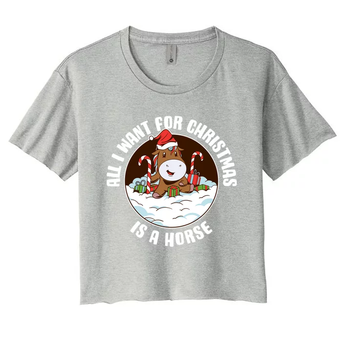 All I Want For Christmas Is A Horse Gift Women's Crop Top Tee