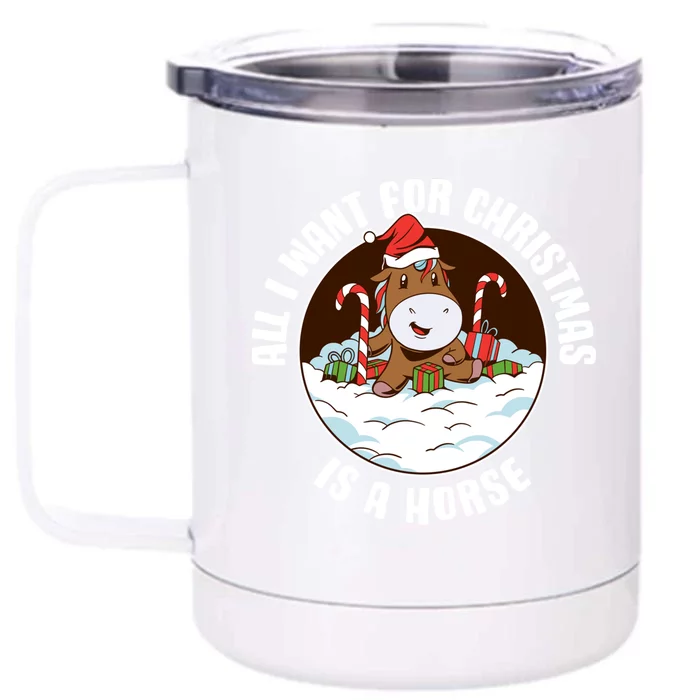 All I Want For Christmas Is A Horse Gift Front & Back 12oz Stainless Steel Tumbler Cup