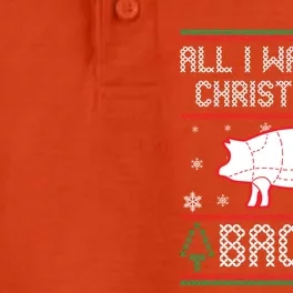 All I Want For Christmas Is Bacon Pig Ugly Christmas Sweater Gift Dry Zone Grid Performance Polo