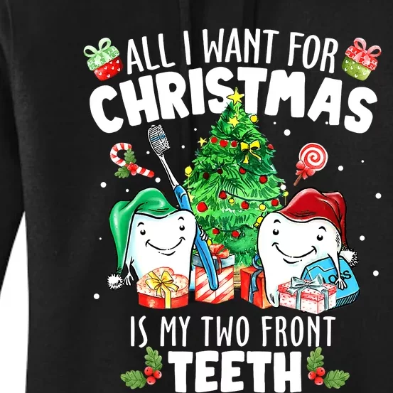 All I want for Christmas is My Two Front Teeth Santa Xmas Women's Pullover Hoodie