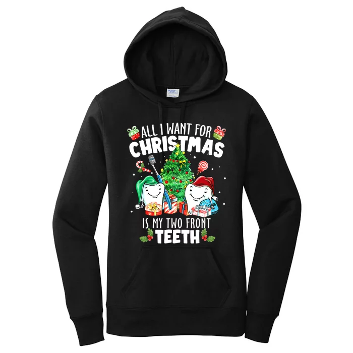 All I want for Christmas is My Two Front Teeth Santa Xmas Women's Pullover Hoodie