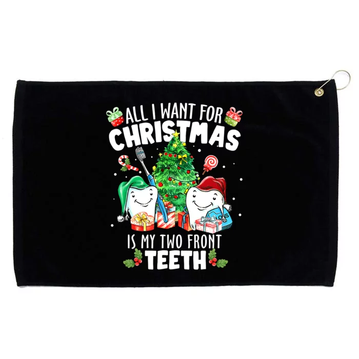 All I want for Christmas is My Two Front Teeth Santa Xmas Grommeted Golf Towel