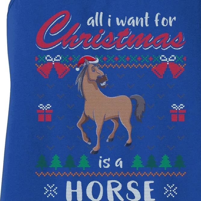 All I Want For Christmas Is A Horse Ugly Christmas Sweater Gift Women's Racerback Tank