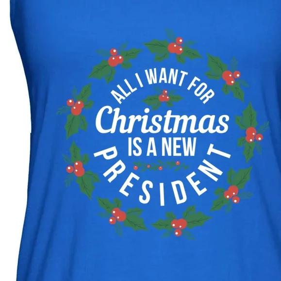 All I Want For Christmas Is A New President Gift Ladies Essential Flowy Tank