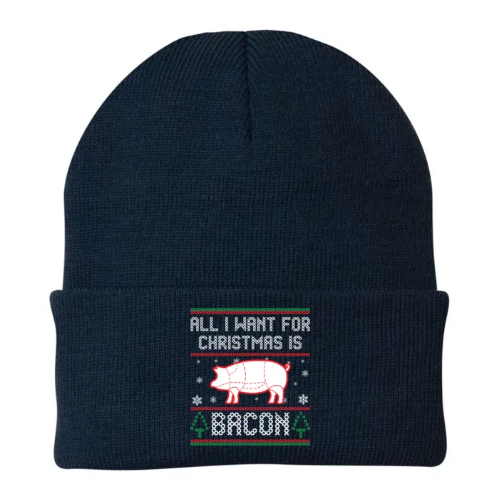 All I Want For Christmas Is Bacon Pig Ugly Christmas Sweater Gift Knit Cap Winter Beanie