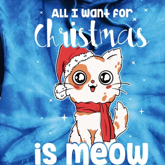 All I Want For Christmas Is Meow Xmas Cat Lovers Gift Tie Dye Hoodie