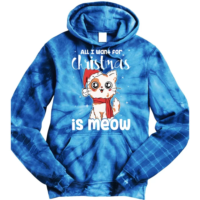 All I Want For Christmas Is Meow Xmas Cat Lovers Gift Tie Dye Hoodie