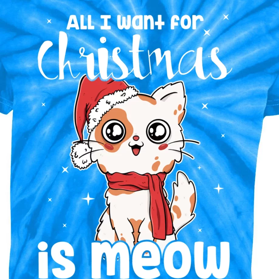 All I Want For Christmas Is Meow Xmas Cat Lovers Gift Kids Tie-Dye T-Shirt