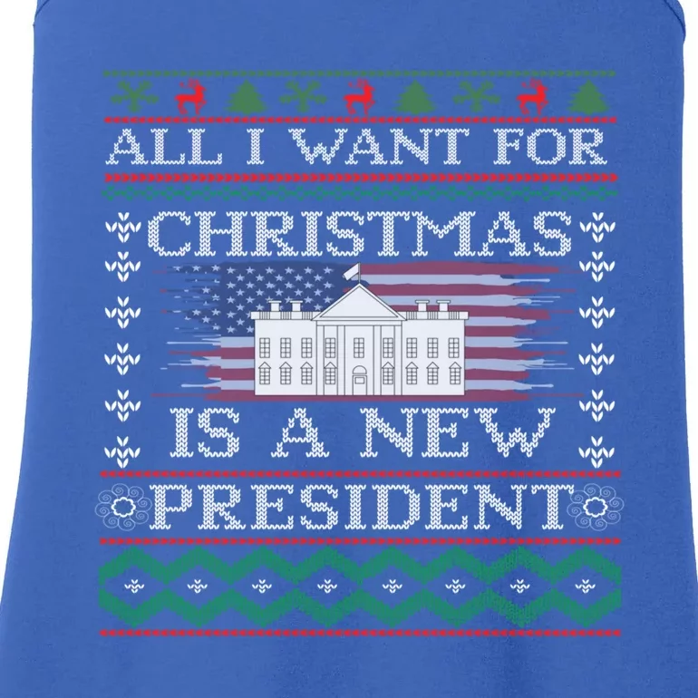 All I Want For Christmas Is A New President Ugly Christmas Funny Gift Ladies Essential Tank