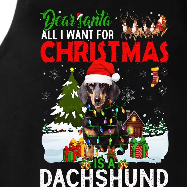 All I Want For Christmas Is A Dachshund Family Pajamas Ladies Tri-Blend Wicking Tank