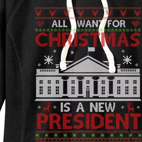 All I Want For Christmas Is A New President Xmas Cute Gift Women's Fleece Hoodie