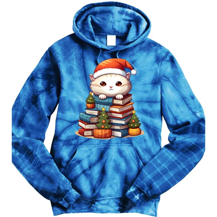 All I Want For Xmas Is Books And Cats Xmas Tree Pajama Holiday Meaningful Gift Tie Dye Hoodie