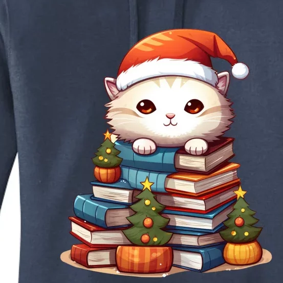 All I Want For Xmas Is Books And Cats Xmas Tree Pajama Holiday Meaningful Gift Women's Pullover Hoodie