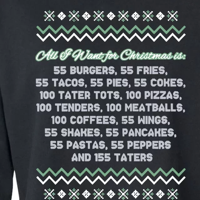 All I Want For Christmas Is 55 Burgers Tacky Sweater Cropped Pullover Crew