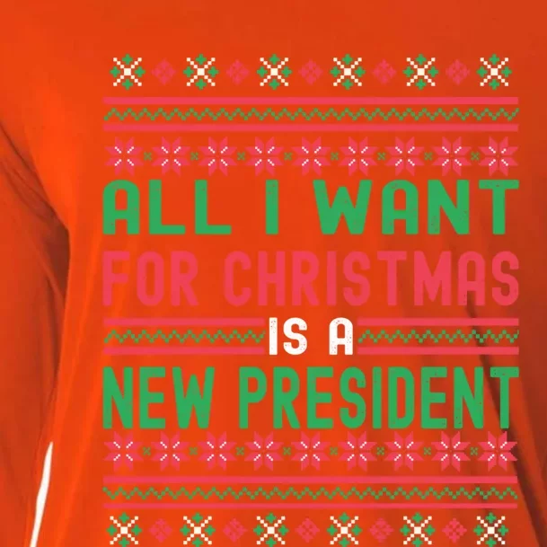 All I Want For Christmas Is A New President Xmas Sweater Cool Gift Cooling Performance Long Sleeve Crew