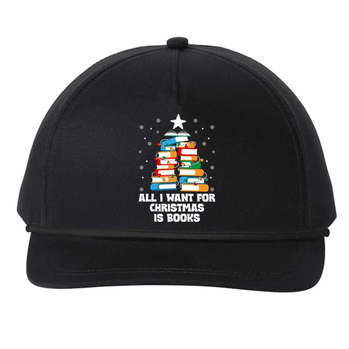 All I Want For Christmas Is Books Xmas Book Reader Reading Gift Snapback Five-Panel Rope Hat