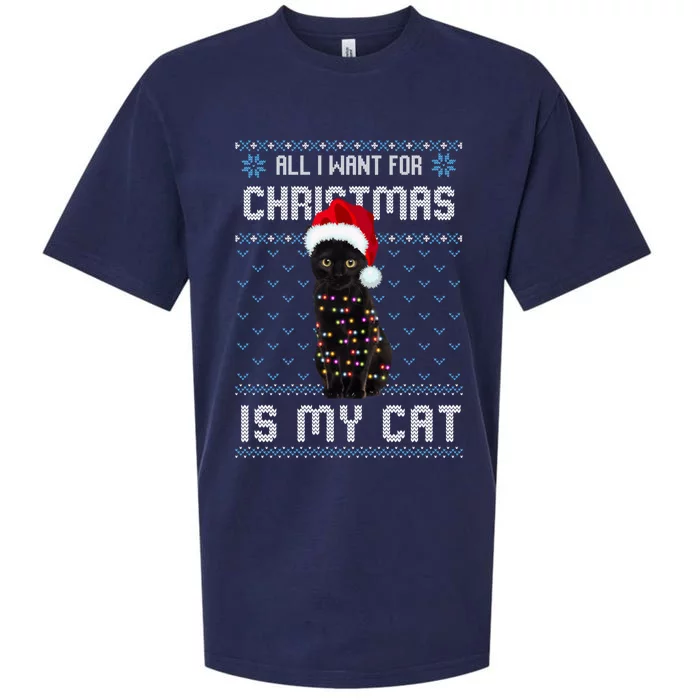 All I Want For Christmas Is My Cat Ugly Christmas Sweater Meaningful Gift Sueded Cloud Jersey T-Shirt