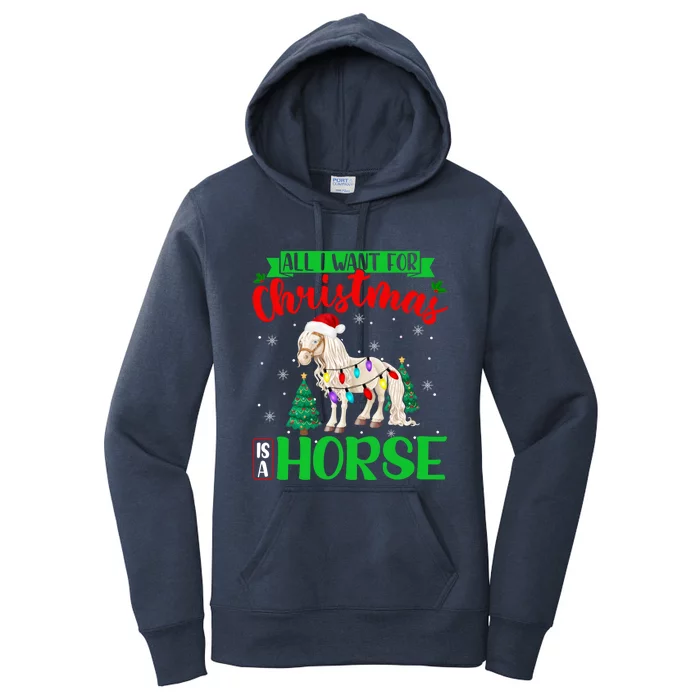 All I Want For Christmas Is A Horse Xmas Santa Horse Gift Women's Pullover Hoodie