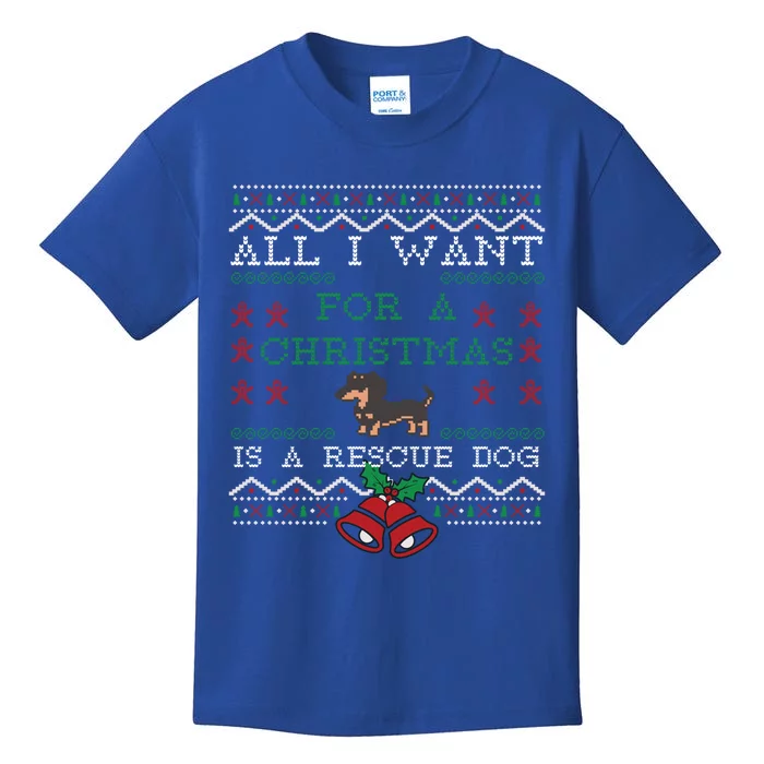 All I Want Christmas Is A Rescue Dog Ugly Gift Kids T-Shirt