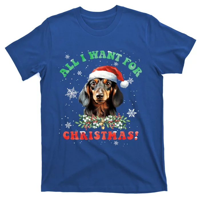 All I Want For Christmas Xmas Funny Gift For Dachshund Lovers Gift T-Shirt