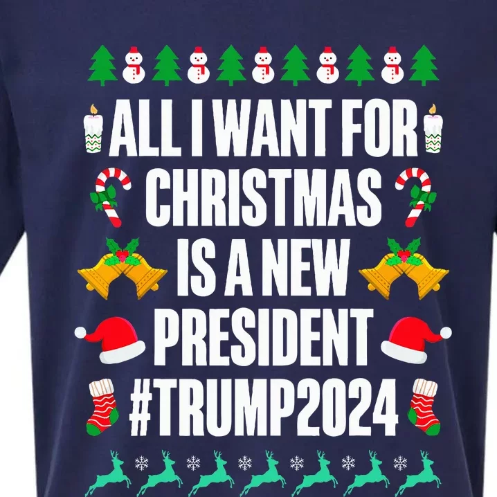 All I Want For Christmas Is A New President Trump 2024 Xmas Sueded Cloud Jersey T-Shirt