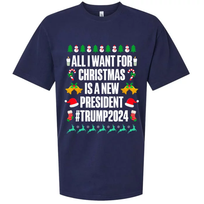 All I Want For Christmas Is A New President Trump 2024 Xmas Sueded Cloud Jersey T-Shirt