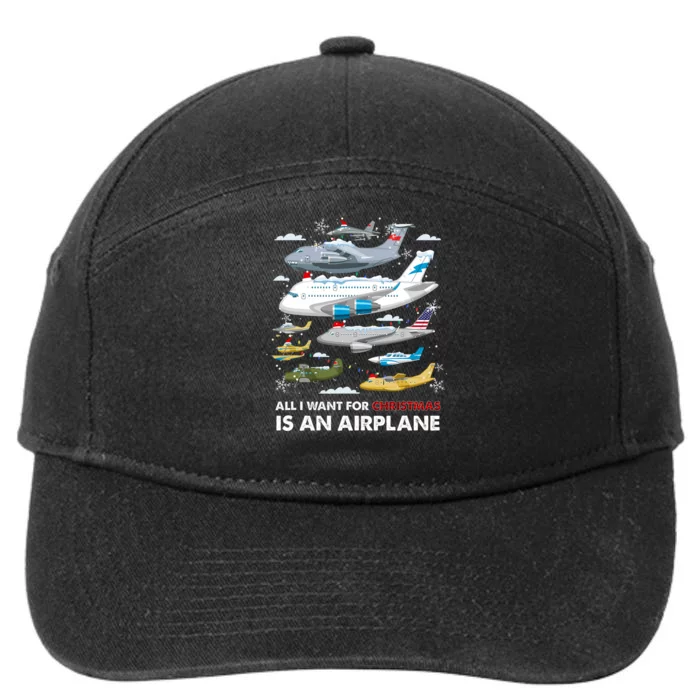 All I Want For Christmas Is An Airplane Merry Christmas 7-Panel Snapback Hat