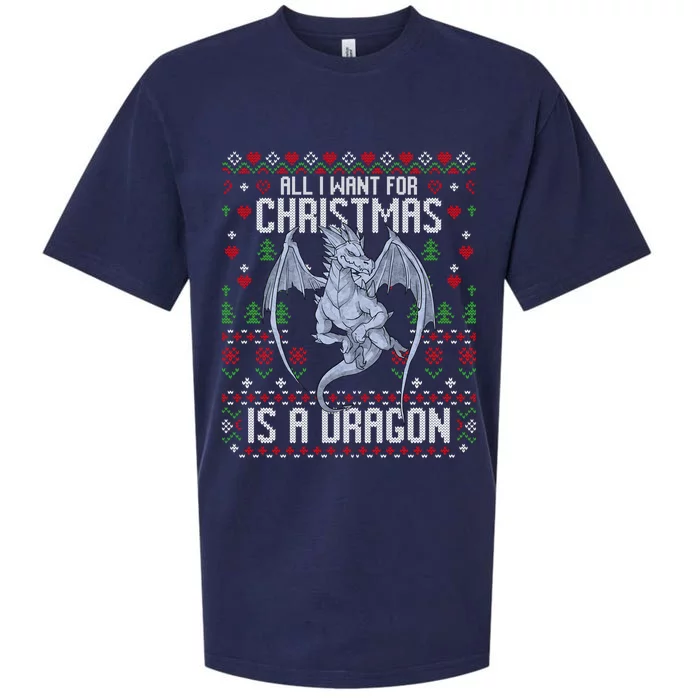 All I Want For Christmas Is A Dragon Ugly Xmas Sweater Great Gift Sueded Cloud Jersey T-Shirt