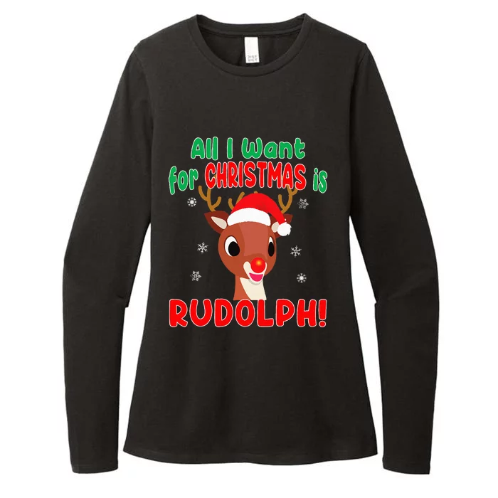 All I Want for Christmas Rudolph Red Nose Reindeer Gift Womens CVC Long Sleeve Shirt