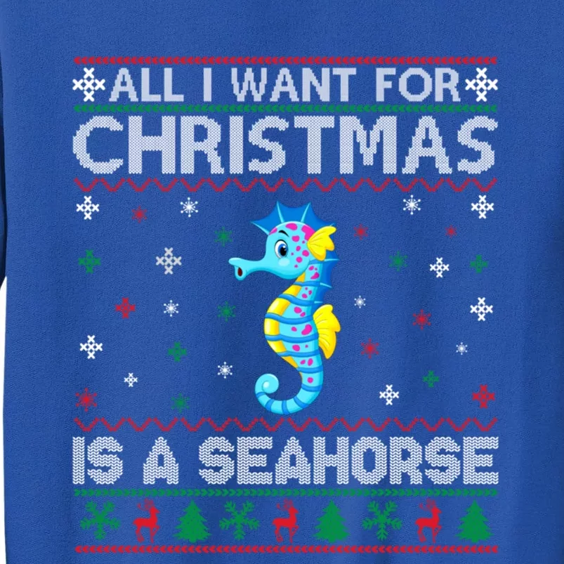 All I Want For Christmas Is A Seahorse Ugly Xmas Sweater Gift Tall Sweatshirt