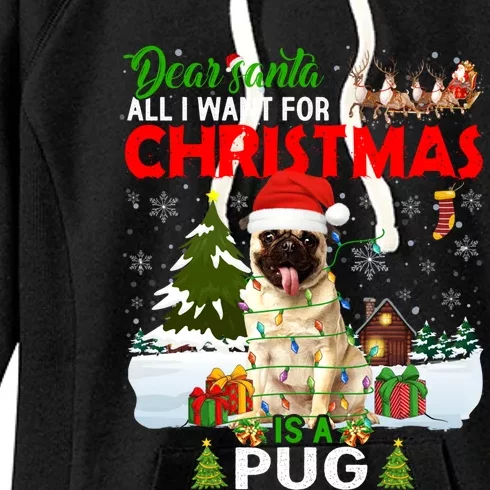 All I Want For Christmas Is A Pug Dog Matching Family Pajama Gift Women's Fleece Hoodie