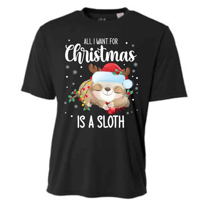 All I Want For Christmas Is A Sloth Cute Sleeping Sloth Gift Cooling Performance Crew T-Shirt