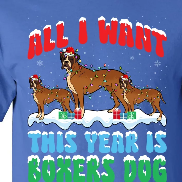 All I Want This Year Is Boxer Dog Wearing Christmas Hat Great Gift Tall T-Shirt