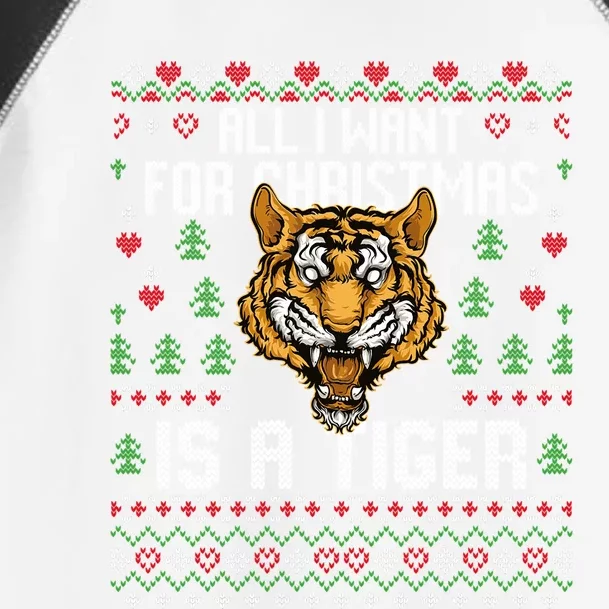 All I Want For Christmas Is A Tiger Ugly Xmas Tiger Lover Gift Toddler Fine Jersey T-Shirt