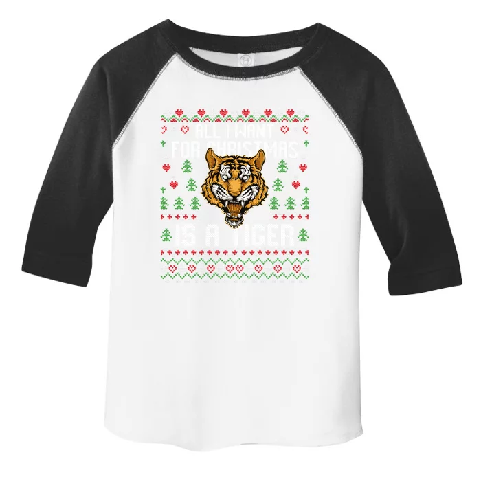 All I Want For Christmas Is A Tiger Ugly Xmas Tiger Lover Gift Toddler Fine Jersey T-Shirt